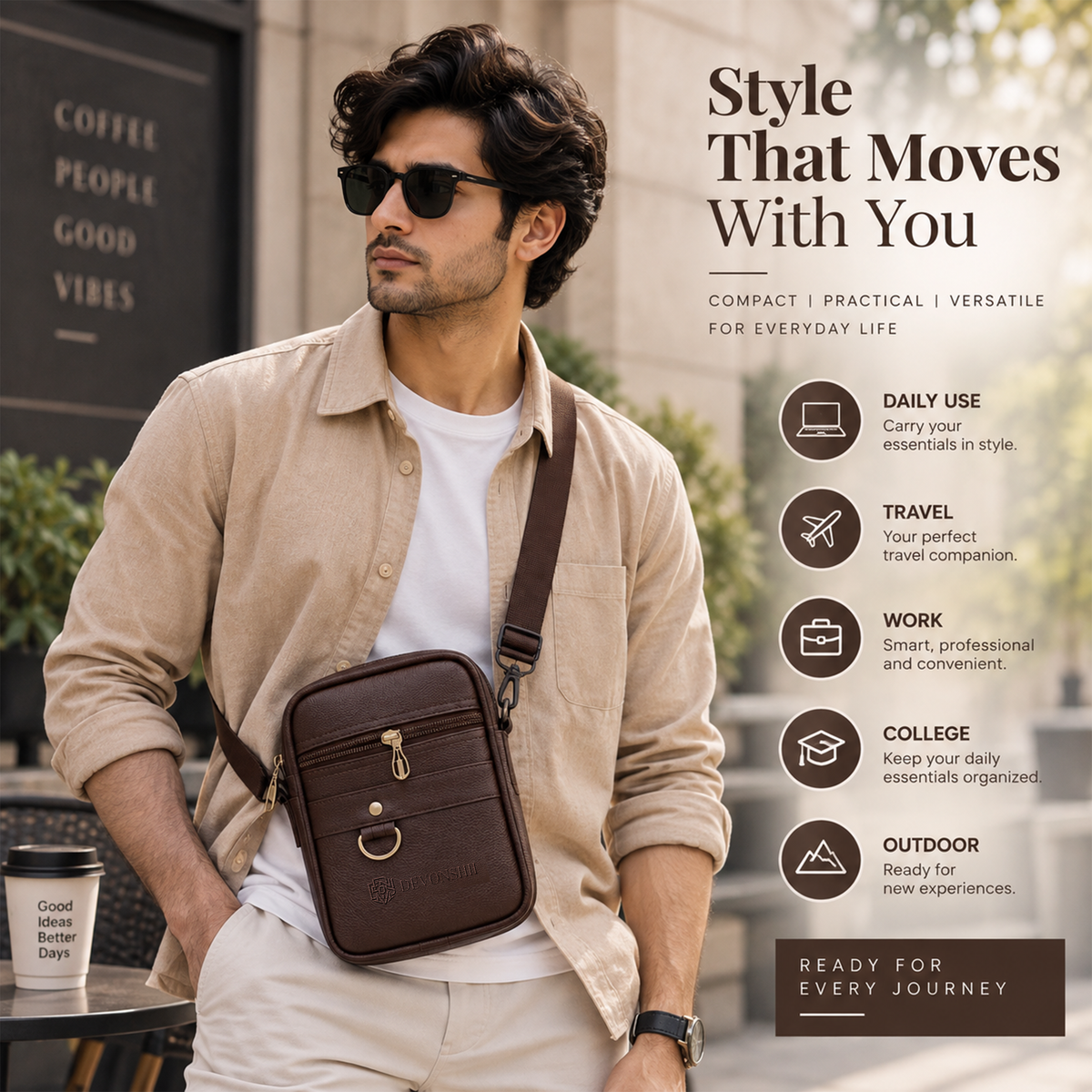 Devonshii Brown Sling Bag  Lifestyle Image