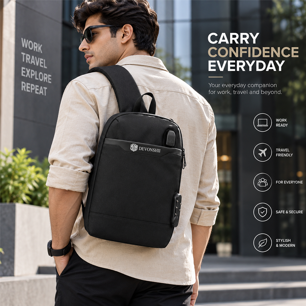 Devonshii USB Charging & Anti-theft Sling Bag for Men & Women Lifestyle images